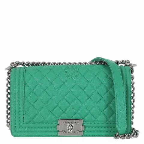 Sell Chanel Old Medium Caviar Boy Bag Green HuntStreet